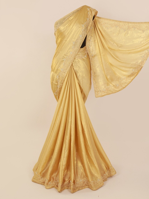 

Pothys Gold-Toned Woven Design Satin Saree