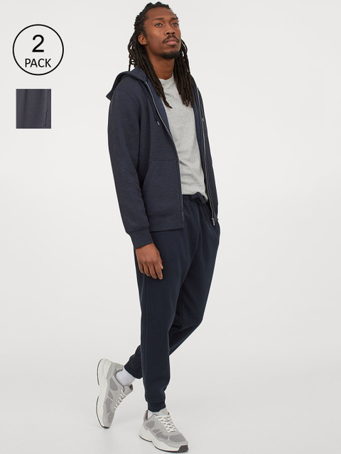

H&M Men 2-pack Grey & Navy Blue Solid Sweatpants