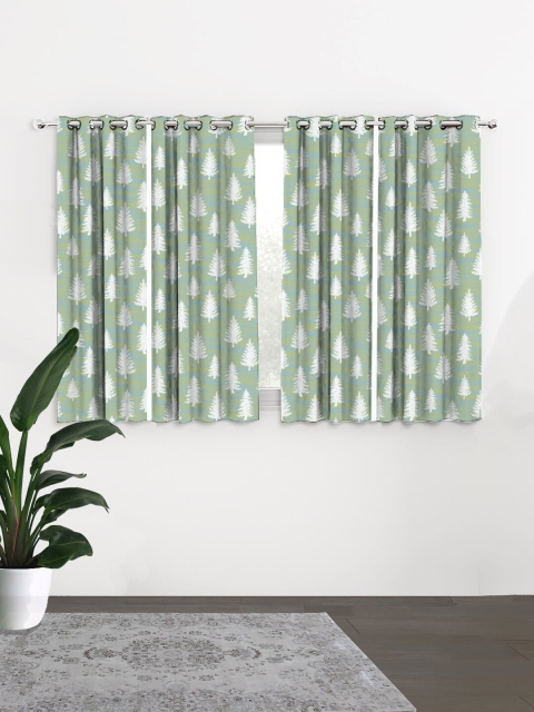 

HOUZZCODE Blue & Green Set of 4 Curtains