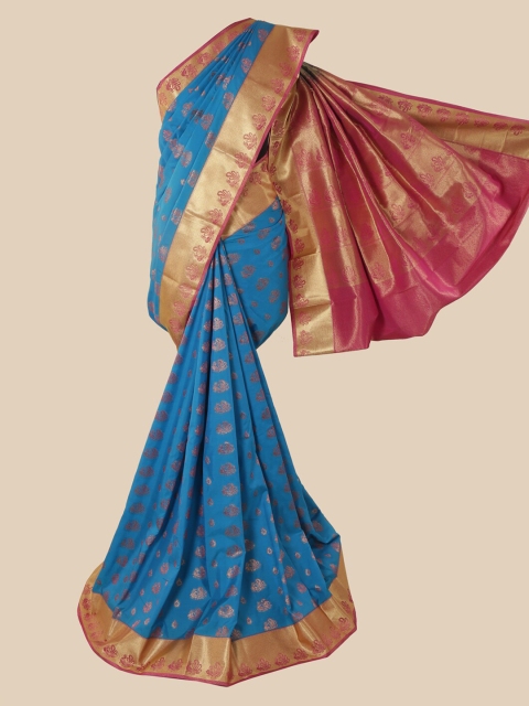 

Pothys Blue & Pink Woven Design Zari Silk Blend Saree