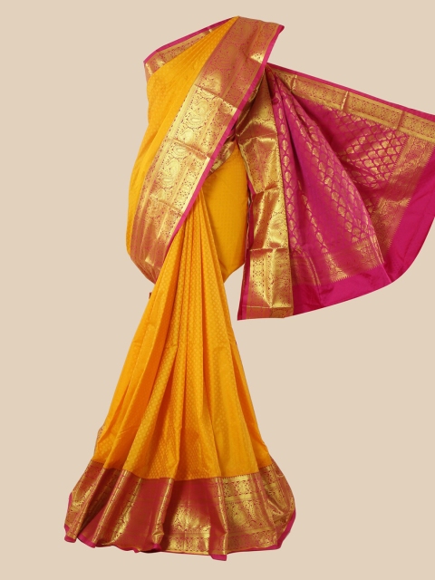 

Pothys Yellow Woven Design Silk Blend Saree