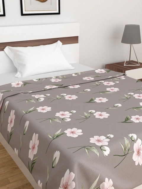 

Home Centre Grey & Pink Floral AC Room 210 GSM Single Bed Blanket