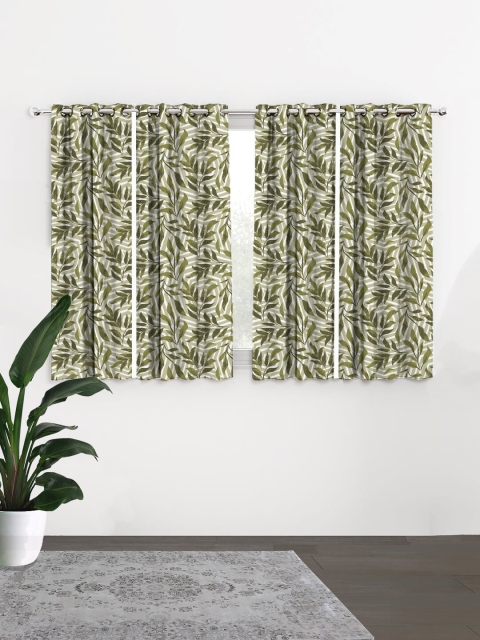 

HOUZZCODE White & Grey Set of 4 Curtains