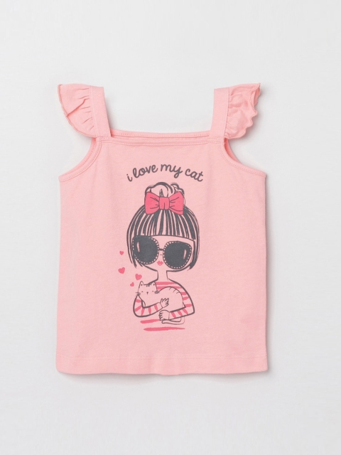 

max Girls Peach Prinetd Regular Top