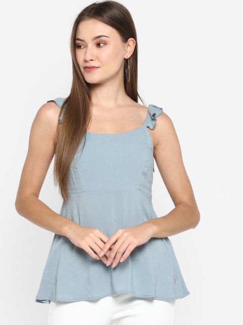 

FOSH Turquoise Blue Peplum Top
