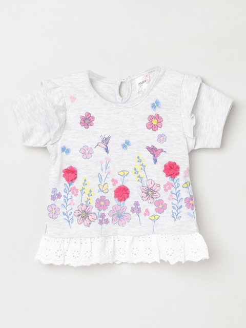 

max Grey Floral Regular Top