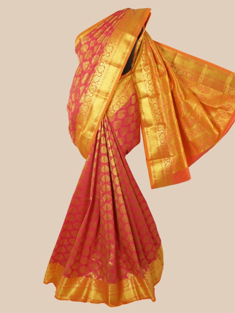 

Pothys Pink Ethnic Motifs Zari Silk Blend Saree