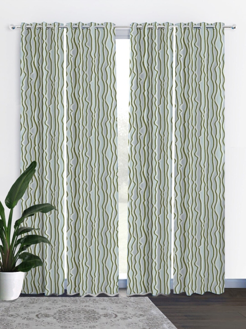 

HOUZZCODE Grey & White Set of 4 Black Out Long Door Curtains