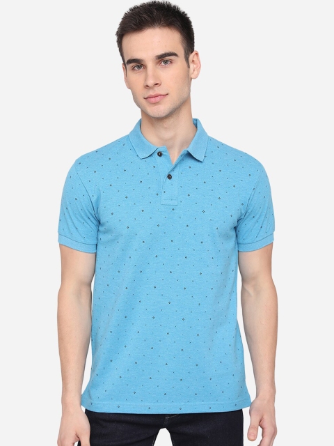 

Greenfibre Men Blue & Black Printed Polo Collar Slim Fit T-shirt
