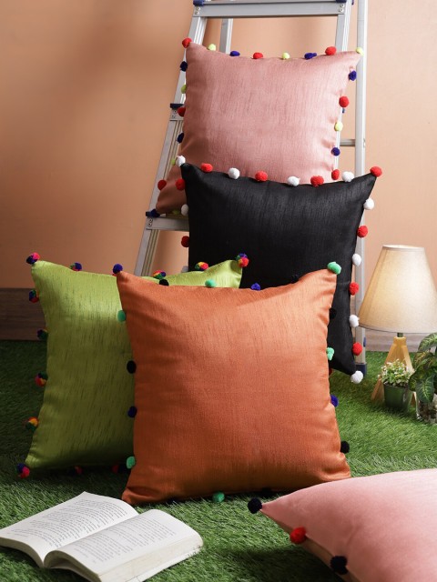 

RANGDESI Set of 5 Solid Square Cushion Covers, Multi