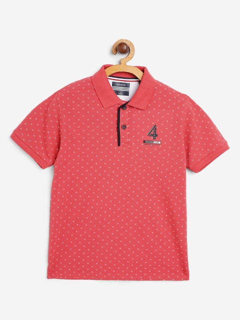 

Octave Boys Coral & White Printed Polo Collar T-shirt
