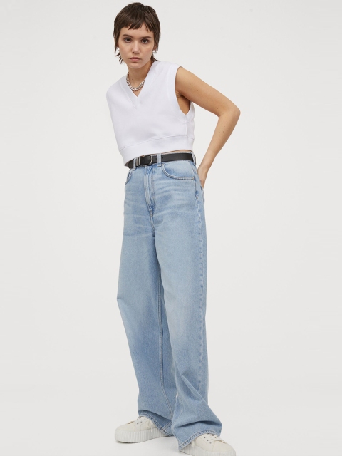 

H&M Women White Solid Cropped Sweater Vest