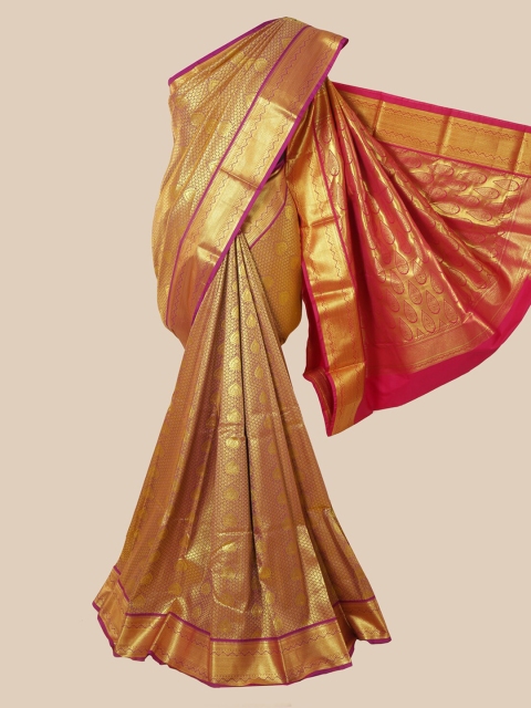 

Pothys Gold & Orange Woven Design Zari Silk Blend Saree