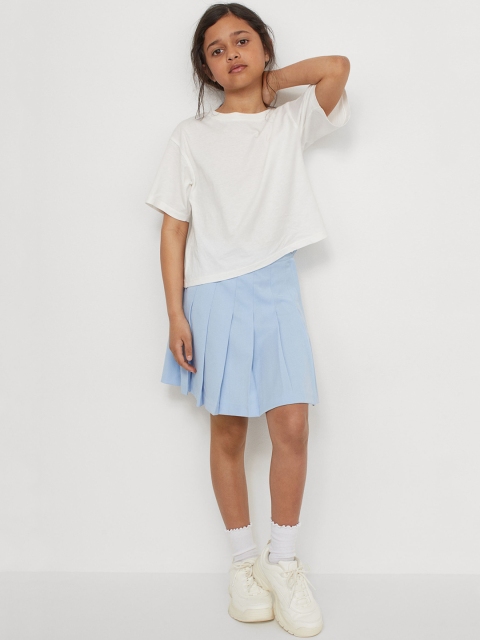 

H&M Girls Blue Solid Pleated Skirt