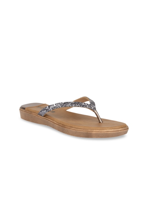 

SOLES Women Metallic Embellished T-Strap Flats