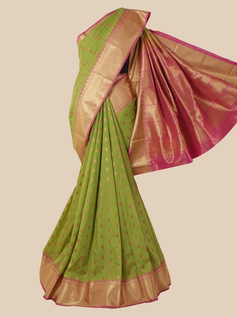 

Pothys Green Ethnic Motifs Zari Silk Blend Saree