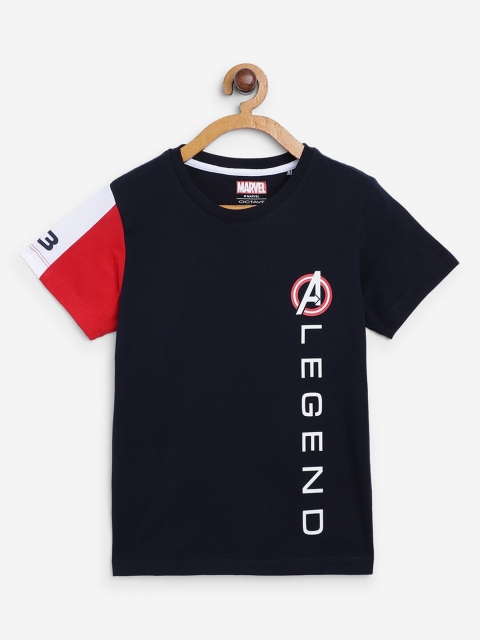 

Octave Boys Navy Blue Typography Avengers Printed Cotton T-shirt