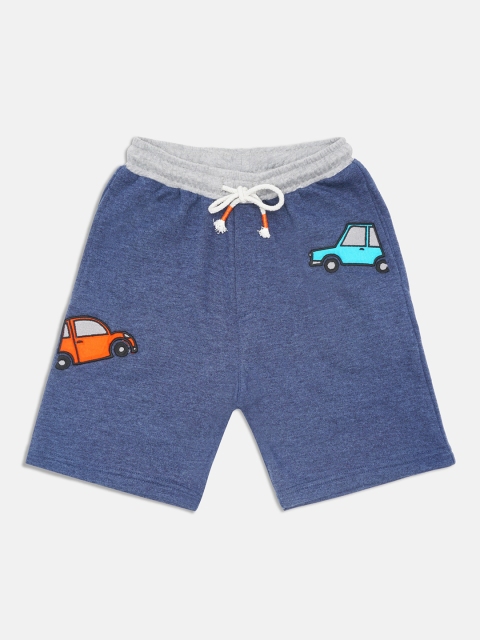 

Lil Tomatoes Boys Blue Printed Mid-Rise Cotton Regular Shorts with Pen