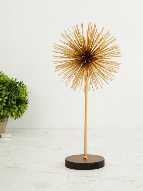 

Home Centre Gold-Toned & Brown Leon Table Accent With Wood Base