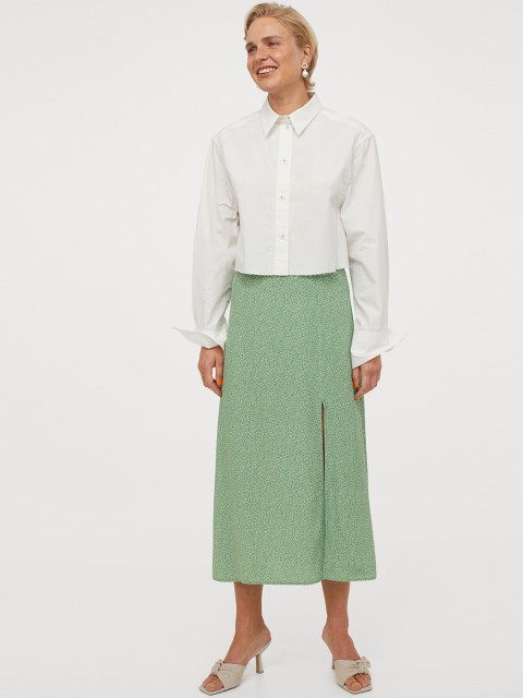 

H&M Women Green Ditsy Floral Printed Viscose Skirt