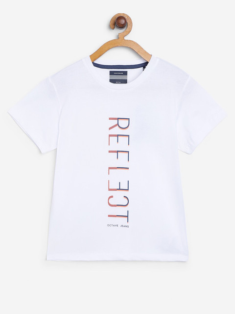 

Octave Boys White Typography Printed T-shirt