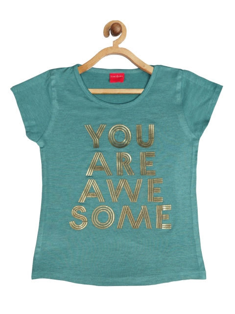 

Tiny Girl Green & Gold-Toned Regular Top