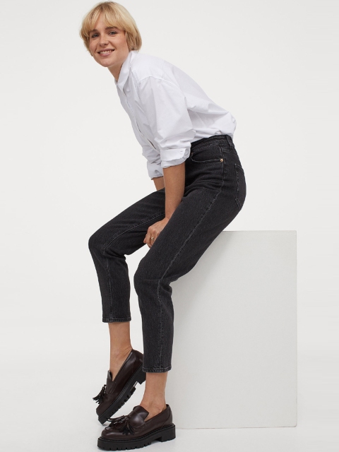 

H&M Black Slim Mom High Ankle Jeans