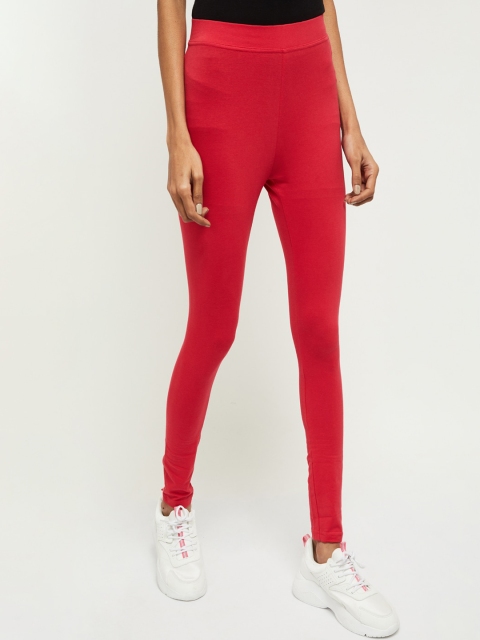 

max Women Fuchsia Solid Ankle-Length Leggings