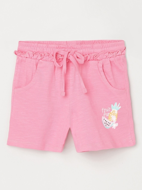 

max Girls Pink Conversational Printed Mid-Rise Regular Shorts