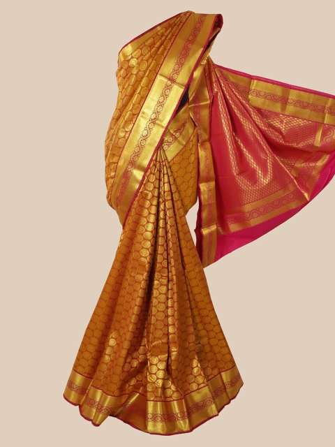 

Pothys Mustard & Gold-Toned Woven Design Zari Silk Blend Saree
