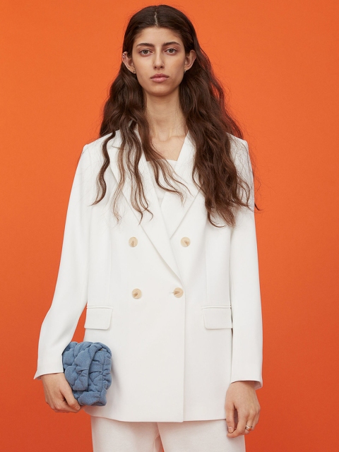 

H&M Woman White Double-breasted jacket