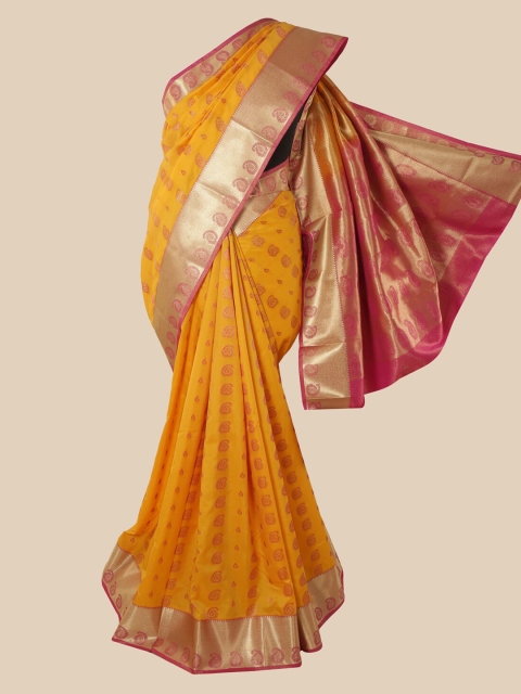 

Pothys Yellow Paisley Zari Silk Blend Saree