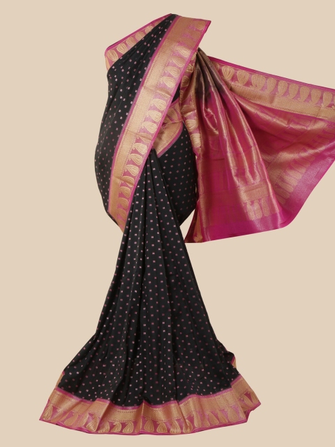 

Pothys Black & Pink Woven Design Zari Silk Blend Saree