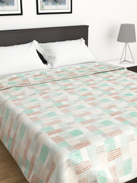 

Home Centre White & Brown Geometric AC Room 210 GSM Double Bed Blanket