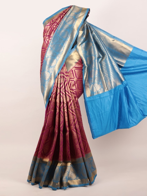 

Pothys Magenta & Navy Blue Woven Design Zari Pure Silk Saree