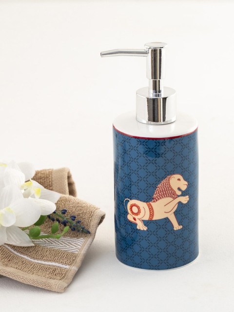 

Home Centre Blue & White Printed Ceramic Soap Dispenser