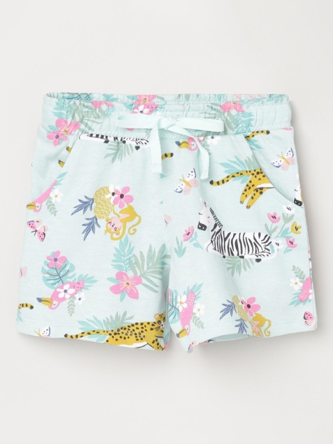 

max Girls Aqua Blue Animal Printed Mid-Rise Regular Shorts