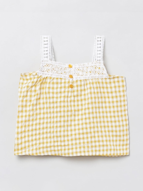 

max Yellow & White Checked Regular Top