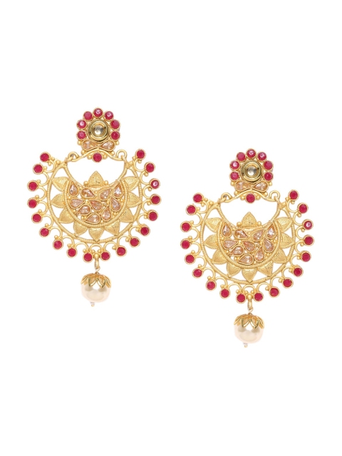 

PANASH Gold-Toned Handcrafted Crescent Shaped Chandbalis Earrings