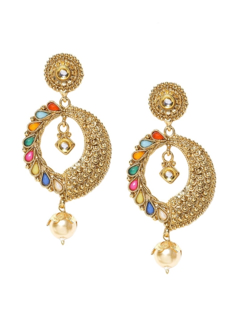 

PANASH Gold & Blue Oval Drop Earrings