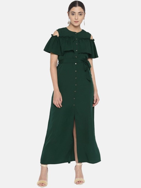 

Cottinfab Green Crepe Maxi Dress