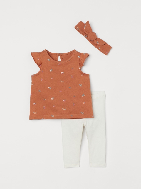 

H&M Girls Orange & White 3-Piece Cotton Set