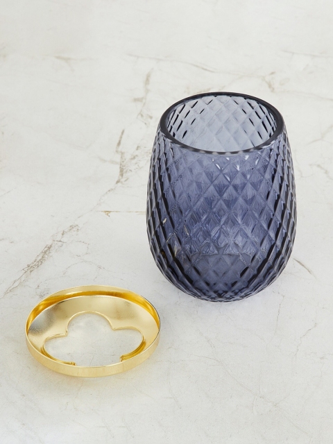 

Home Centre Blue & Gold-Toned Organic Arya Glass Tooth Brush Holder