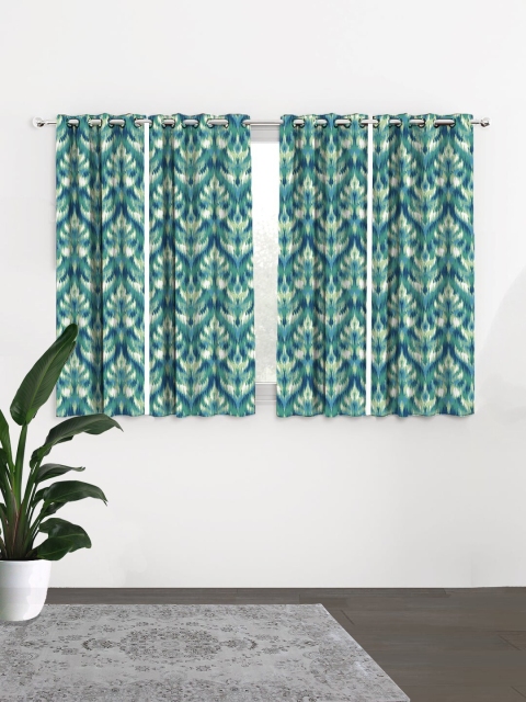 

HOUZZCODE Blue & Green Abstract Curtains