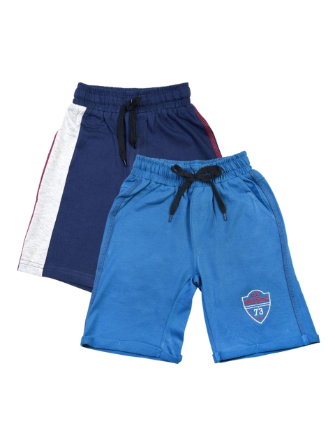 

CRAZYPENGUIN Kids Blue Pack of 2 Mid-Rise Regular Shorts
