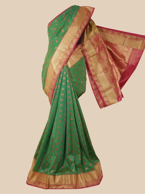 

Pothys Green & Pink Ethnic Motifs Silk Blend Saree