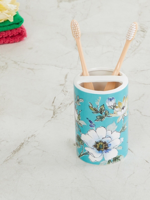 

Home Centre Turquoise Blue & White Floral Printed Grey Radiance Ceramic Tooth Brush Holder
