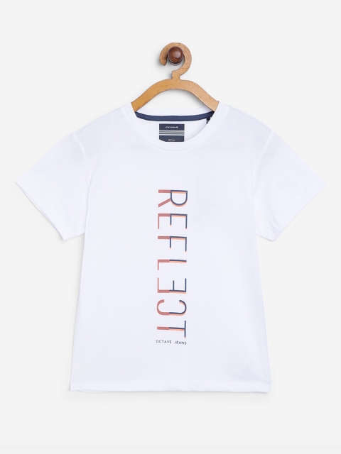 

Octave Boys White Printed Applique T-shirt