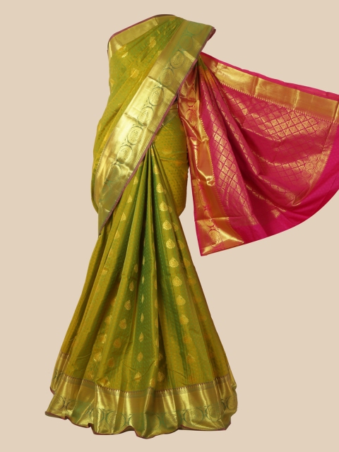 

Pothys Green & Pink Woven Design Zari Silk Blend Saree