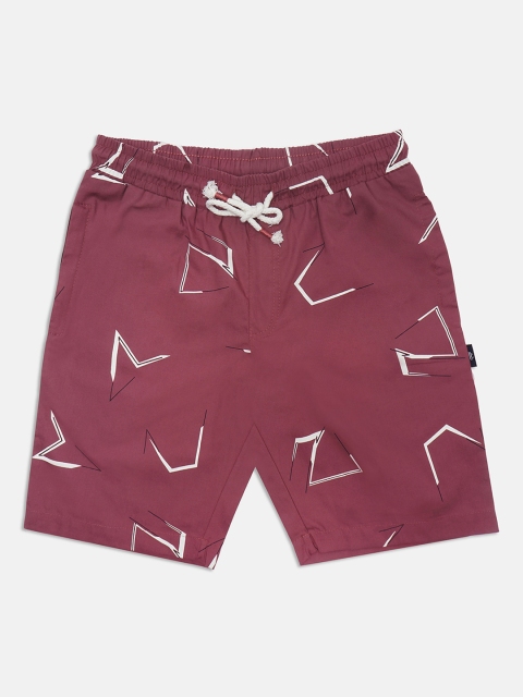 

Lil Tomatoes Boys Purple Printed Mid-Rise Cotton Regular Shorts With a Pen